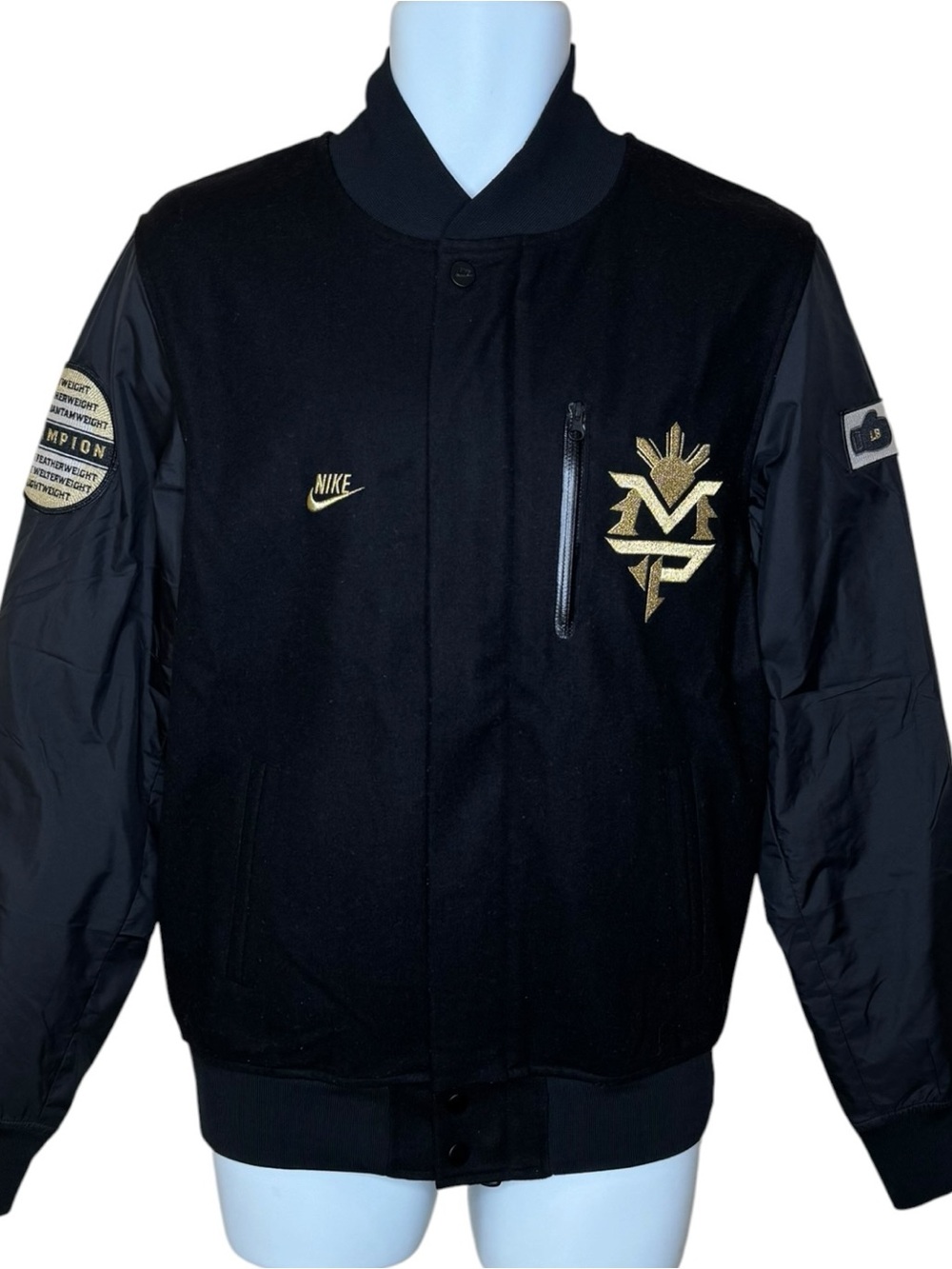 Nike Manny Pacquiao Destroyer Bomber Jacket Mens S Wool Varsity Black 439819